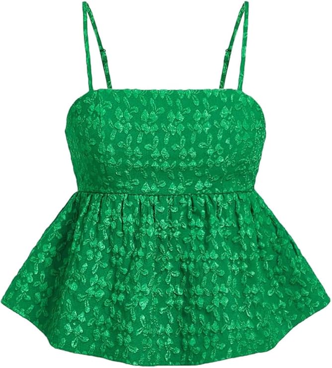Áo ba lỗ viền bèo nhún dây mảnh cho nữ Áo ba lỗ viền bèo nhún Jacquard