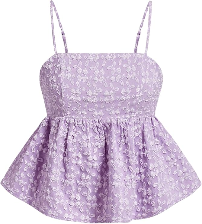 Áo ba lỗ viền bèo nhún dây mảnh cho nữ Áo ba lỗ viền bèo nhún Jacquard