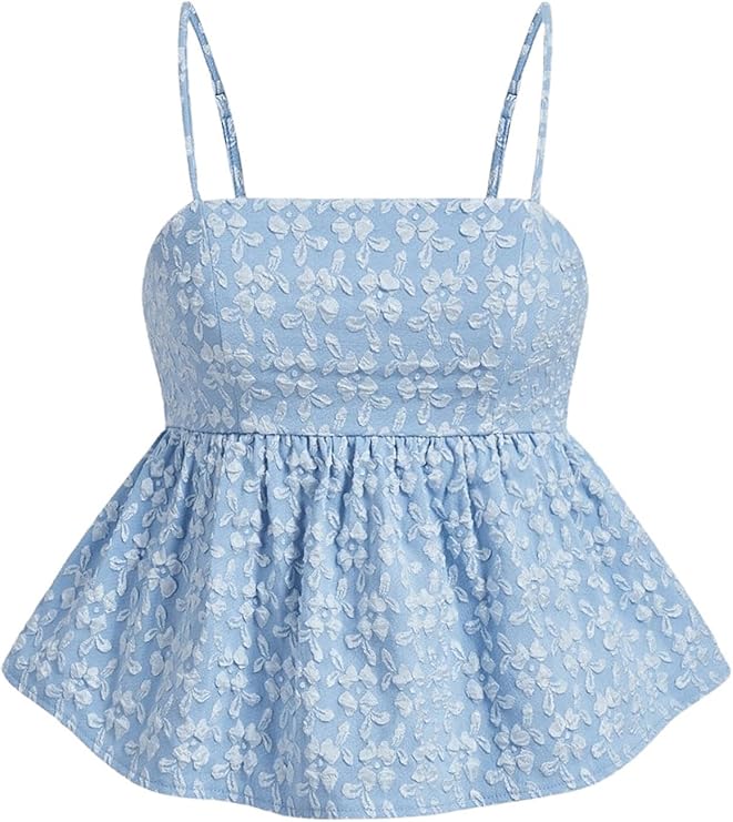 Áo ba lỗ viền bèo nhún dây mảnh cho nữ Áo ba lỗ viền bèo nhún Jacquard